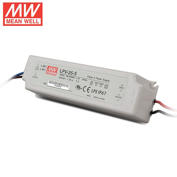 Mean Well LPV-35-5 DC5V 35Watt 7A UL Certification AC110-220 Volt Waterproof IP67 Power Supply For Programmable LED Strip Lights
